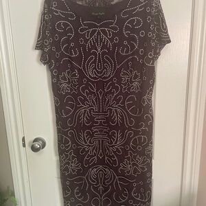 Purple Sheer Embroidered Dress with Lining